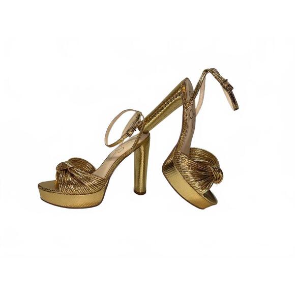 Jessica Simpson Gold Metallic Snake Platform Sandals Size 8.5M - Picture 6 of 7